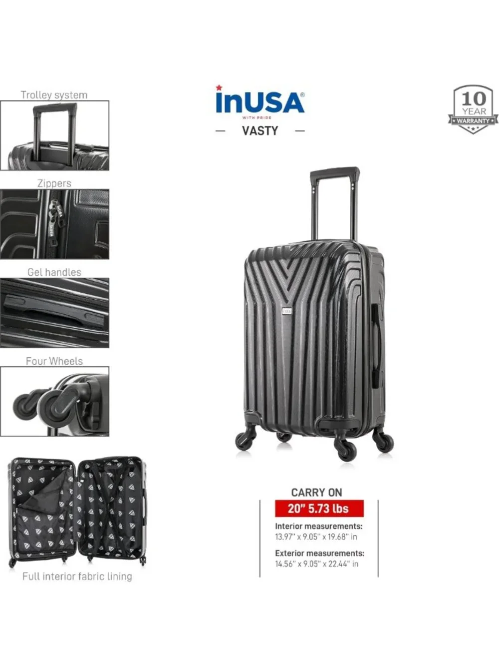 Lightweight 20-Inch Carry-On Hardside Spinner Luggage - Stylish Black Travel Bag
